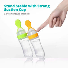 Silicone Baby Spoon Squeezing Feeding Bottle Feeder