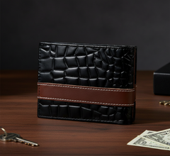 Men’s Croc-Texture Cow Leather Wallet