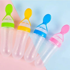 Silicone Baby Spoon Squeezing Feeding Bottle Feeder