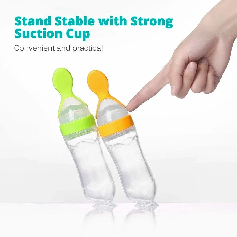 Silicone Baby Spoon Squeezing Feeding Bottle Feeder
