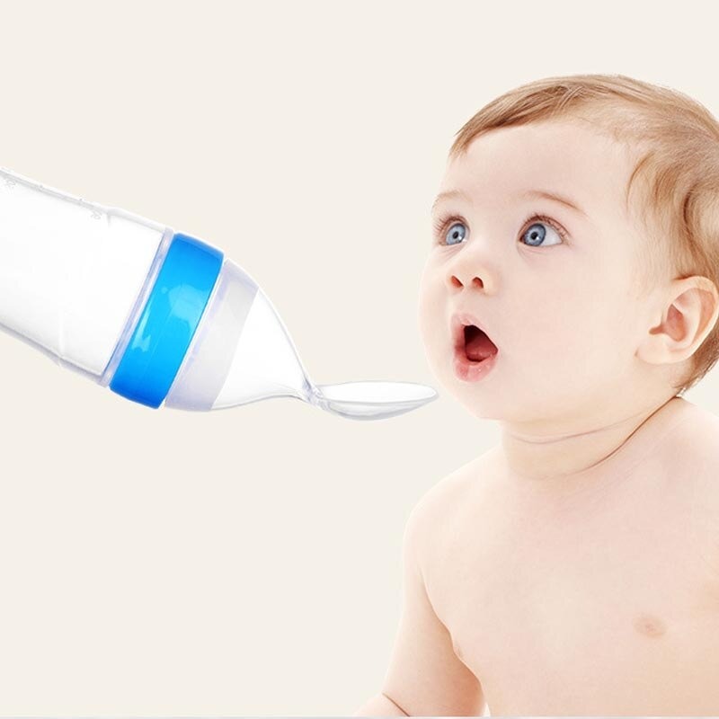 Silicone Baby Spoon Squeezing Feeding Bottle Feeder